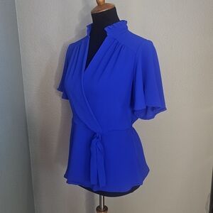 Monteau Royal Blue Wrap Blouse
